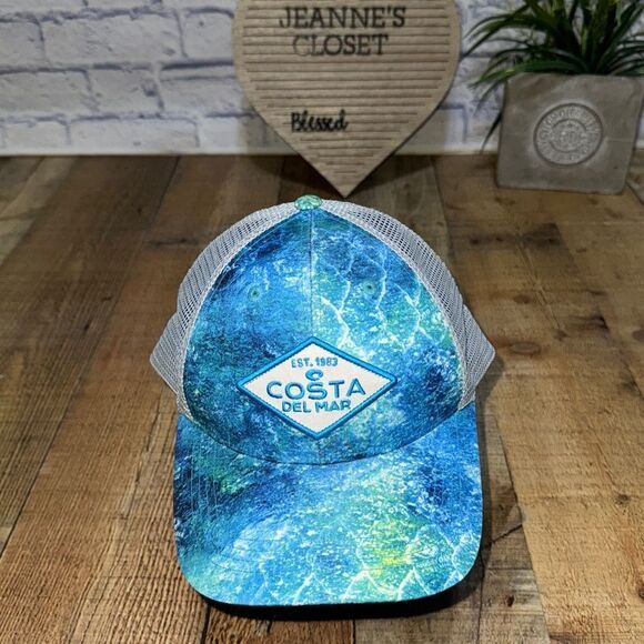 New Costa Del Mar Mossy Oak Coastal Mens Trucker Snapback Cap Hat - Picture 8 of 8